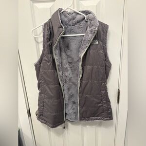 Women's Reversible Faux Fur Gray Quilted Vest